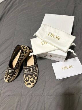 Dior Mizza Leopard-Print Granville Espadrille Flats - Beige/Multi/Black